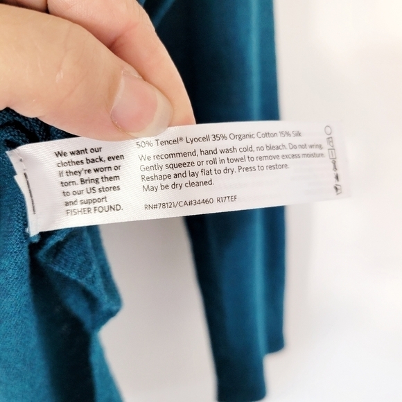 Eileen Fisher Teal Organic Cotton Tencel Silk Blend Pullover Sweater Size Small - Picture 8 of 8